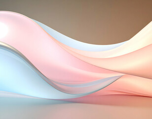 Poster - Abstract Flowing Waves in Pink Purple and Blue Hues Against a Dark Background with Smooth and Dynamic Motion in Digital Art