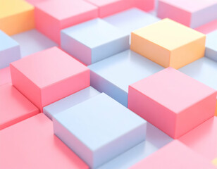 Poster - Abstract Red Blue Yellow Geometric Surface of Contemporary Design with Pastel Colors