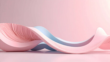 Poster - Abstract Wavy Pink and Blue Background with Gentle Curves and Smooth Texture in a Minimalist Style with Clean Lines and Soft Pastel Colors
