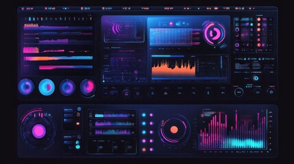 Poster - Futuristic control panel with multiple displays