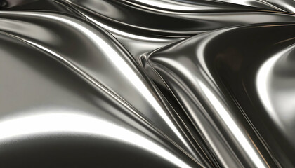 Poster - Brushed Silver Metal Texture Background with Light Reflections Aluminum Metallic Surface for Modern Industrial Design with Soft Waves and Smooth Polished Finish