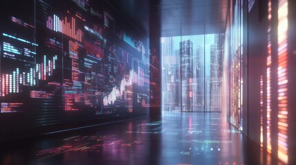 Poster - Futuristic data room with interactive displays