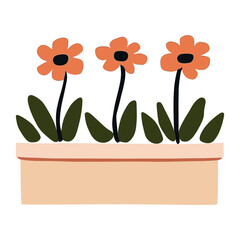 Wall Mural - garden flower bed illustration simple art vector