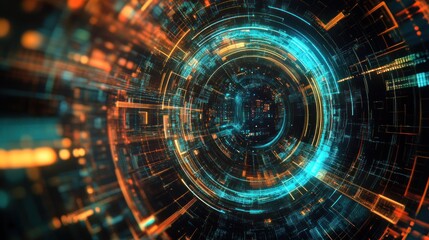 Poster - Futuristic digital tunnel