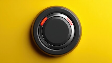 Poster - A black button set against a yellow background symbolizing the concept of low-impact efforts and wasted time