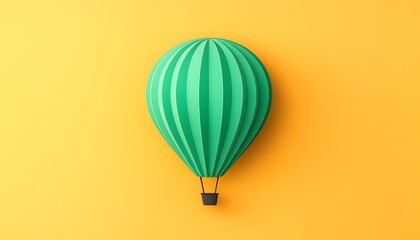 A  simple,  vibrant  green  origami  hot  air  balloon  against  a  bright  background.