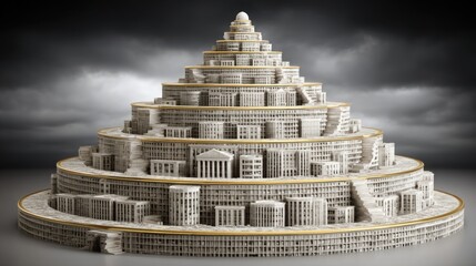 Poster - a very large building representing modern architecture and urban development in a thriving city envi
