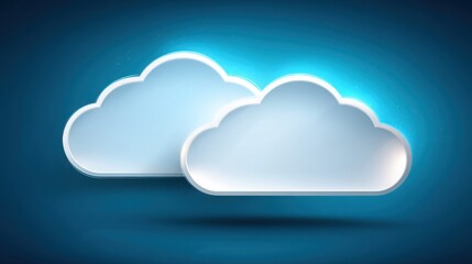 Poster - Pair of fluffy white clouds floating in a clear blue sky conveying a sense of peacefulness and natural beauty