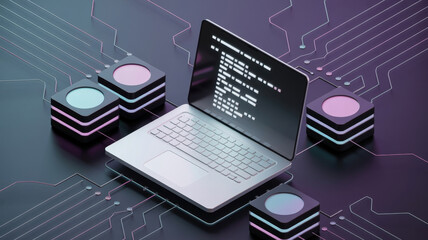 Futuristic Laptop with Coding Design