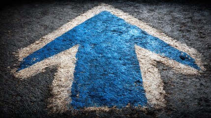 Poster - A bright blue arrow painted on the ground indicating future financial projections in a cost management context