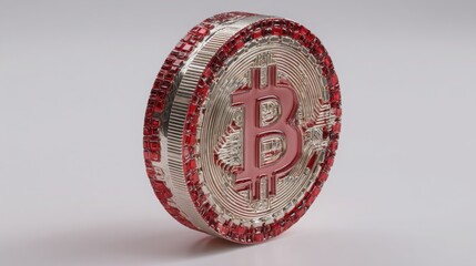 Poster - Conceptual representation of a digital currency token with intricate design and symbolic significance in cryptocurrency
