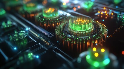 Poster - Futuristic, glowing technological circuit