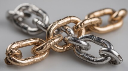 Poster - a chain of gold, silver, and bronze symbolizing the interconnectedness of cryptocurrency and investm