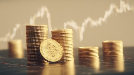 Poster - A bitcoin coin on a table representing trust index and decentralized credibility in digital currency investments