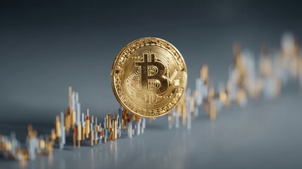 Poster - A bitcoin coin depicting the importance of timing in cryptocurrency investment strategies and momentum oscillation