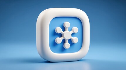 Poster - White cube on a blue background representing modern design and enhanced logic in an artistic interpretation