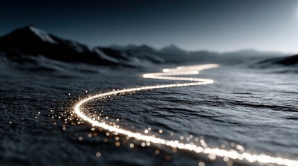 Poster - a beautiful path of light illuminating the water surface representing the refined investor path with