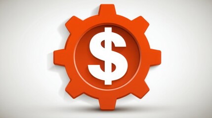 Poster - A dollar sign nestled inside a gear wheel symbolizing the intersection of finance, industry, and mechanized wealth creation