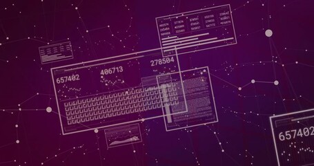 Poster - Central data panel displaying square-cell grid while numeric readouts updating across network nodes