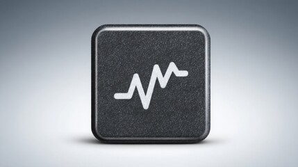 Poster - Minimalist black square button featuring a clean white heartbeat symbol representing health and vitality in design