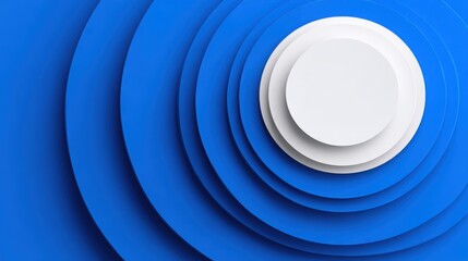 Poster - Crisp white circle on a bright blue background exemplifying minimalist design principles and clean visual appeal