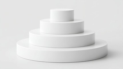 Poster - Simple and elegant white cake on a pure white background highlighting minimalist aesthetic and culinary artistry
