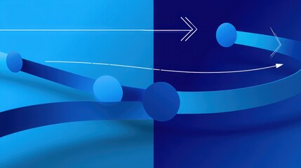 Poster - Abstract blue and white background featuring a curved line creating a minimalist visual flow and modern design concept