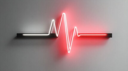Poster - Striking red heartbeat line art on a white background representing vitality and financial pulse in minimalist design