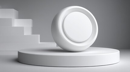 Poster - Elegant white object displayed on a pedestal in a minimalist design representing clean logic validation concept
