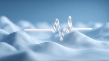 Poster - Stunning representation of a heartbeat on a mountain symbolizing market rhythm in a minimalist trend pulse icon