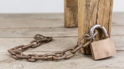Poster - Rusty padlock and chain representing security and strength in the context of neural volatility lock icon concept