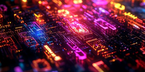 Leinwandbilder - An innovative typography lab featuring dynamic holographic fonts and glowing text designs, creating unique typographic expressions.
