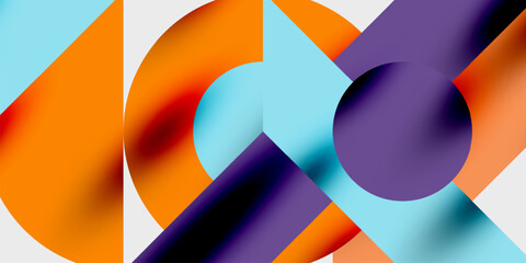 Aufkleber - Abstract composition features overlapping geometric shapes. Vivid colors blend, creating dynamic visual impact. Minimalist design, modern aesthetic.