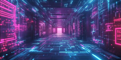 Leinwandbilder - A sleek visual effects studio with interactive digital VFX tools and neon-lit designs, adding magic to media projects.