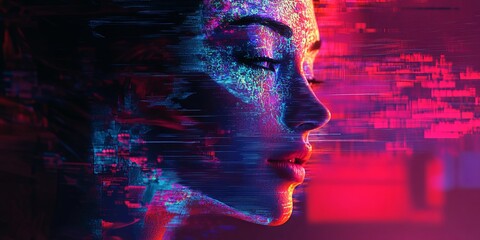 Leinwandbilder - An avant-garde digital art lab with shifting holographic styles and bioluminescent artworks, pushing the boundaries of art.