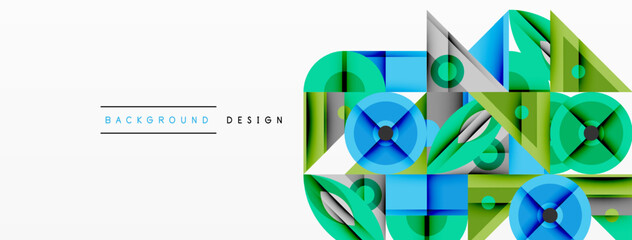 Leinwandbilder - Abstract geometric shapes, vibrant colors, modern design elements. Clean lines, layered composition, visual harmony.