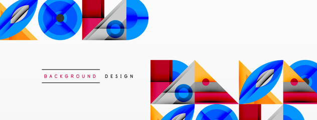 Aufkleber - Abstract geometric shapes, blue, red, gray. Modern design elements create dynamic composition. Minimalist style, clean lines, flat vector illustration.