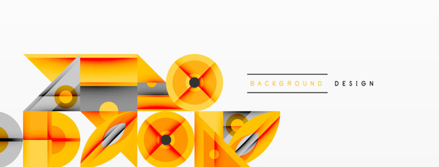 Fototapete - Abstract geometric shapes, vibrant orange hues, modern design elements. Minimalist composition, clean lines, suitable background texture.
