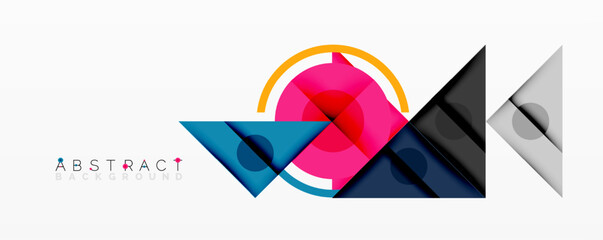Leinwandbilder - Modern geometric design. Overlapping shapes create dynamic composition. Bright colors, gradients, minimalist style. Clean, fresh aesthetic.