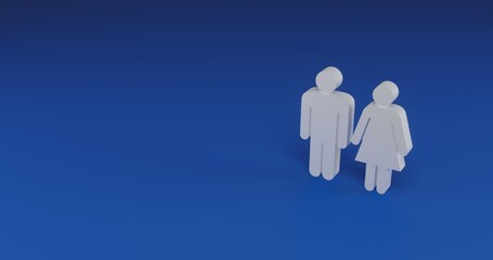 Poster - Isolated realistic white man with woman symbol with shadow. Located on the right side of the scene. 3d illustration on transparent background