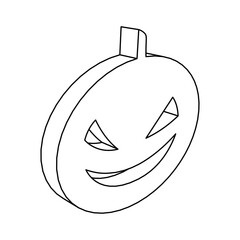 Poster - The outline of a large halloween pumpkin symbol is made with black lines. 3D view of the object in perspective. Vector illustration on white background