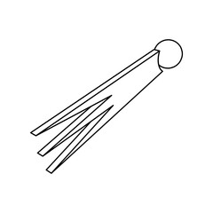 Poster - The outline of a large comet symbol is made with black lines. 3D view of the object in perspective. Vector illustration on white background