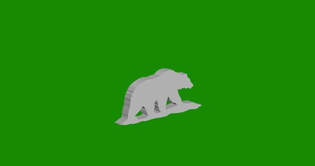 Poster - Isolated realistic white wild bear symbol front view with shadow. 3d illustration on green chroma key background