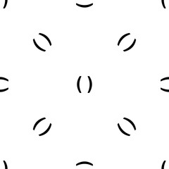 Poster - Seamless pattern of repeated black brackets symbols. Elements are evenly spaced and some are rotated. Illustration on transparent background