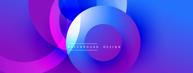 Poster - Abstract vibrant circles overlap, creating dynamic blue, purple gradients. Modern design elements suggest technology, innovation. Text reads background design.