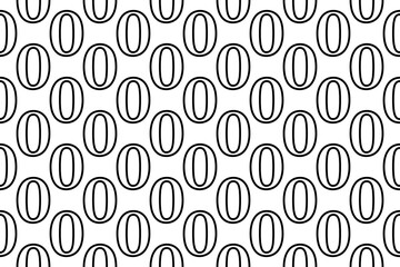Poster - seamless pattern completely filled with outlines of number zero symbols. elements are evenly spaced.