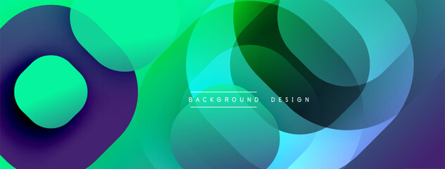 Leinwandbilder - Abstract fluid shapes overlap, creating vibrant green, blue, purple gradients. Modern design element for backgrounds, banners, presentations.