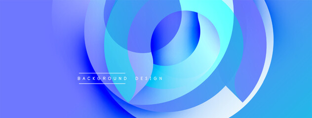 Poster - Abstract blue layers create dynamic circular pattern. Gradient shades suggest depth, modern design elements present.