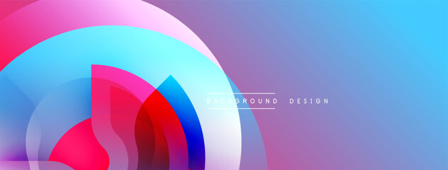 Poster - Abstract colorful layers create dynamic visual effect. Gradient hues blend, forming circular patterns. Modern design element.