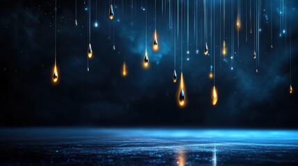 Fototapete - Night sky with artistic star drops, hand-splashed galaxy feel, deep black background